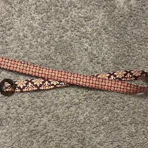 Vera Bradley Pink and Brown Floral Belt with Tortoise Buckle